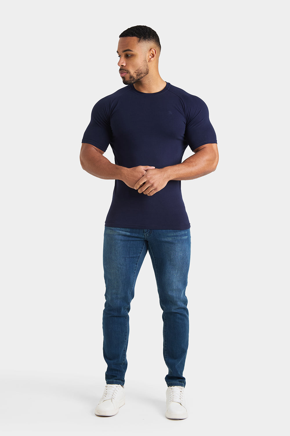 Longer Sleeve Muscle Fit T-Shirt in True Navy - TAILORED ATHLETE - ROW