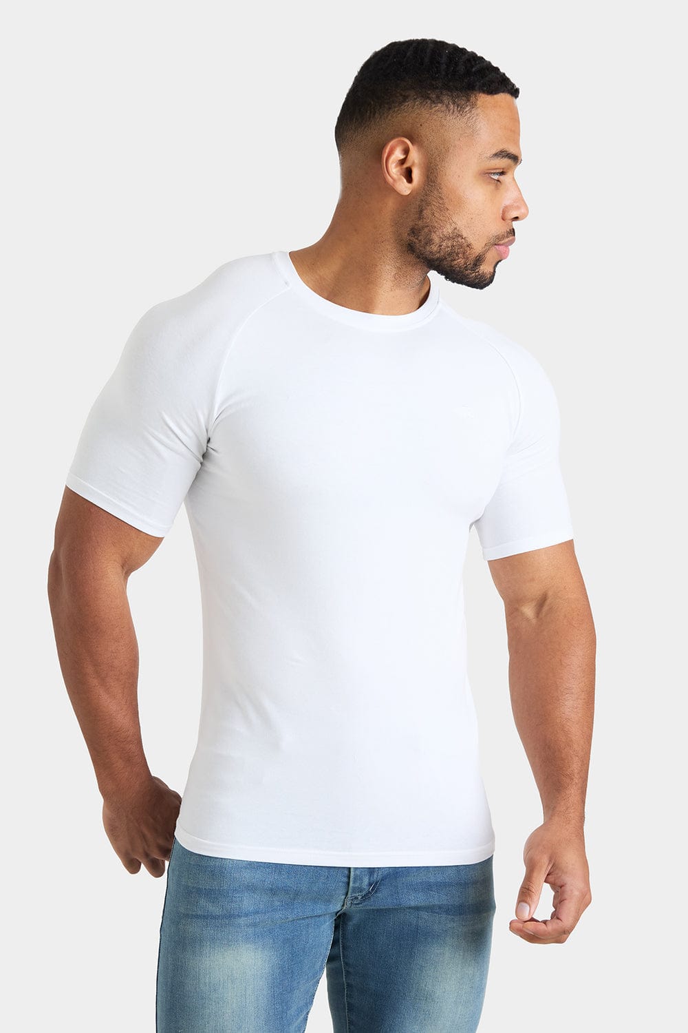 Longer Sleeve Muscle Fit T-Shirt in White - TAILORED ATHLETE - ROW