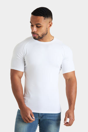 Longer Sleeve Muscle Fit T-Shirt in White - TAILORED ATHLETE - ROW