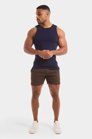 Muscle Fit Drawstring Chino Short - Shorter Length in Khaki - TAILORED ATHLETE - ROW