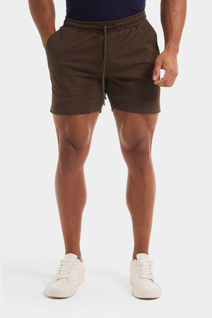 Muscle Fit Drawstring Chino Short - Shorter Length in Khaki - TAILORED ATHLETE - ROW