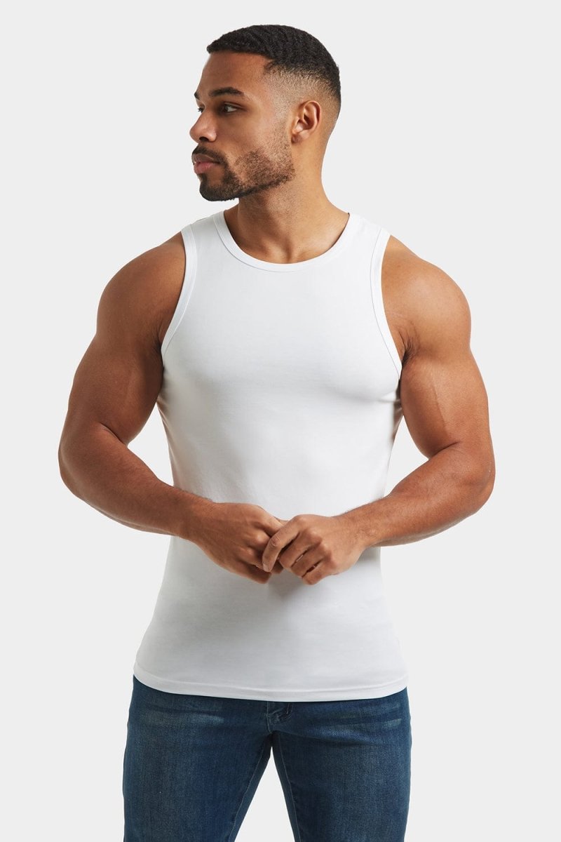 Muscle Fit Vest in White - TAILORED ATHLETE - ROW