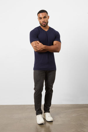 Premium Muscle Fit V-Neck in True Navy - TAILORED ATHLETE - ROW