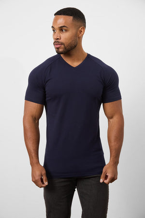 Premium Muscle Fit V-Neck in True Navy - TAILORED ATHLETE - ROW