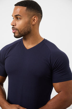 Premium Muscle Fit V-Neck in True Navy - TAILORED ATHLETE - ROW