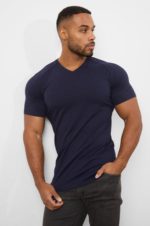 Premium Muscle Fit V-Neck in True Navy - TAILORED ATHLETE - ROW