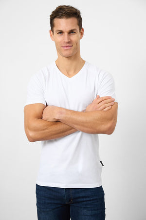 Premium Muscle Fit V-Neck in White - TAILORED ATHLETE - ROW