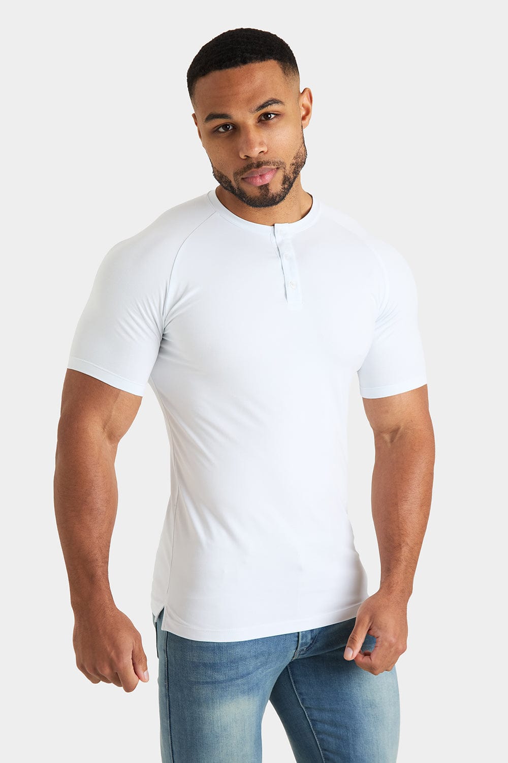 Everyday Henley T Shirt in White TAILORED ATHLETE ROW