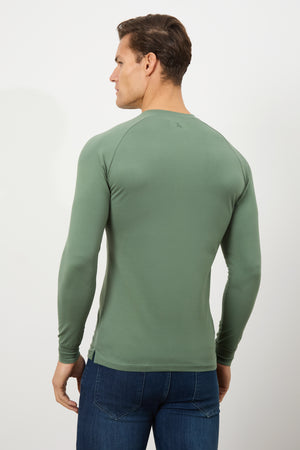 Long Sleeve Everyday Henley T-Shirt in Sage Green - TAILORED ATHLETE - ROW