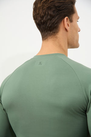 Long Sleeve Everyday Henley T-Shirt in Sage Green - TAILORED ATHLETE - ROW