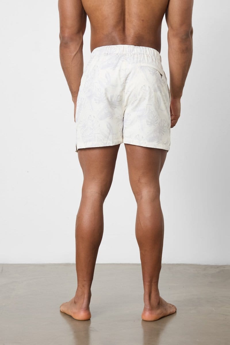 Printed Swim Short in Stone Faded Palm - TAILORED ATHLETE - ROW