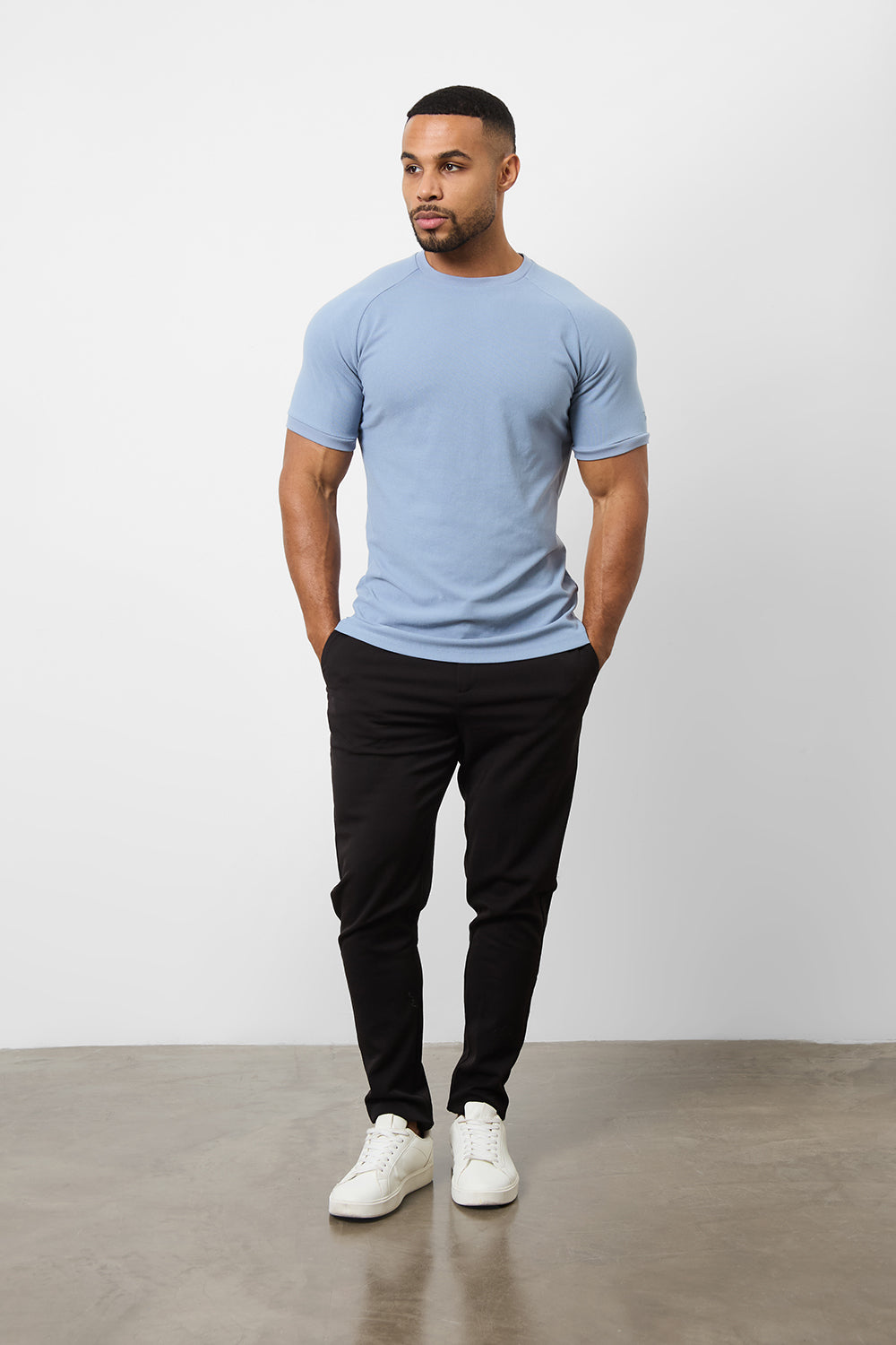 Textured Fashion T-Shirt in Slate Blue - TAILORED ATHLETE - ROW