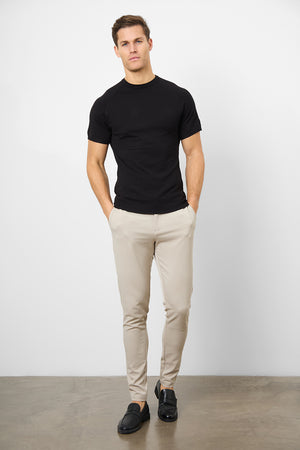 Fine Gauge Knitted T-Shirt in Black - TAILORED ATHLETE - ROW