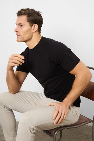 Fine Gauge Knitted T-Shirt in Black - TAILORED ATHLETE - ROW