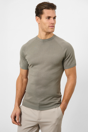 Fine Gauge Knitted T-Shirt in Soft Sage - TAILORED ATHLETE - ROW