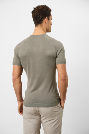 Fine Gauge Knitted T-Shirt in Soft Sage - TAILORED ATHLETE - ROW