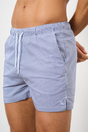 Fine Stripe Swim Short in Navy/White - TAILORED ATHLETE - ROW