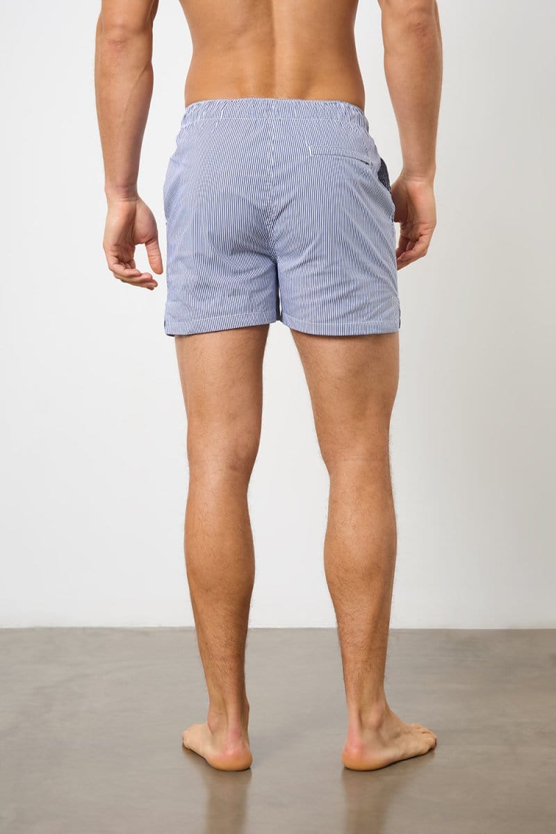 Fine Stripe Swim Short in Navy/White - TAILORED ATHLETE - ROW