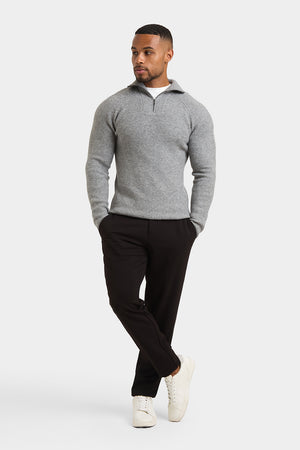 Fisherman Rib Quarter Zip in Soft Grey - TAILORED ATHLETE - ROW