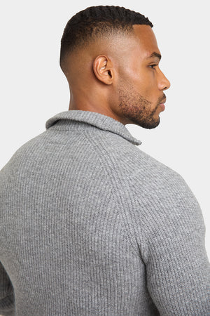 Fisherman Rib Quarter Zip in Soft Grey - TAILORED ATHLETE - ROW