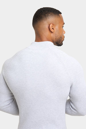 Fisherman Textured Half Zip Neck in Soft Grey Marl - TAILORED ATHLETE - ROW