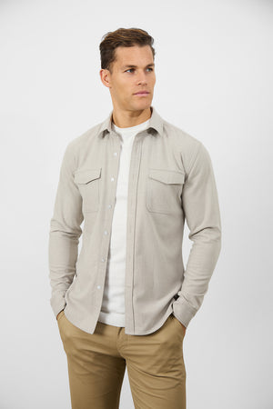 Flannel Overshirt in Sand - TAILORED ATHLETE - ROW