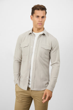 Flannel Overshirt in Sand - TAILORED ATHLETE - ROW