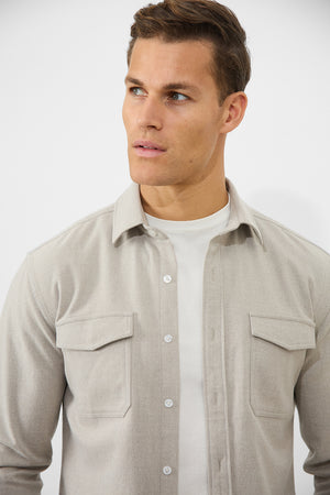 Flannel Overshirt in Sand - TAILORED ATHLETE - ROW