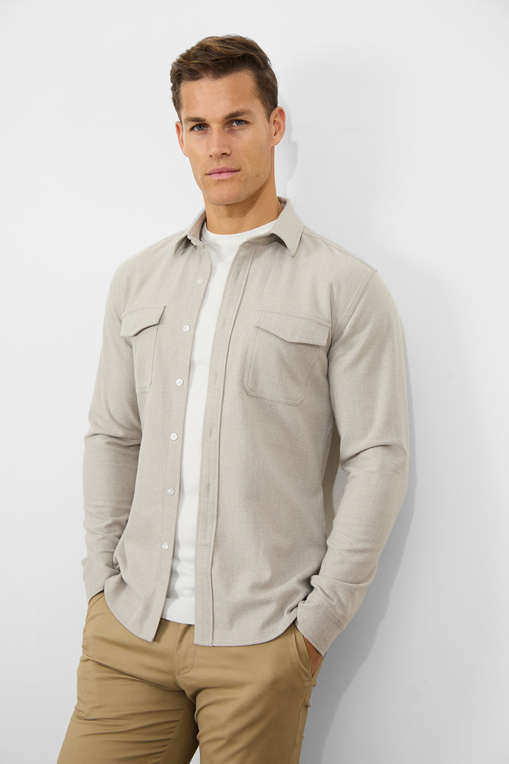 Flannel Overshirt in Sand - TAILORED ATHLETE - ROW