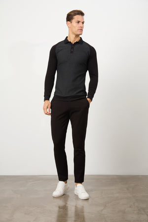 Geo Polo Shirt in Black - TAILORED ATHLETE - ROW