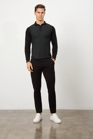 Geo Polo Shirt in Black - TAILORED ATHLETE - ROW