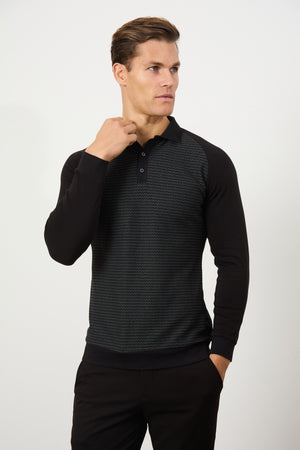 Geo Polo Shirt in Black - TAILORED ATHLETE - ROW