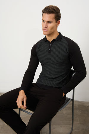 Geo Polo Shirt in Black - TAILORED ATHLETE - ROW