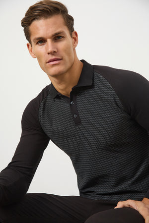 Geo Polo Shirt in Black - TAILORED ATHLETE - ROW