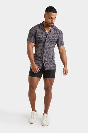 Printed Shirt in Black/Grey Doodle Geo - TAILORED ATHLETE - ROW