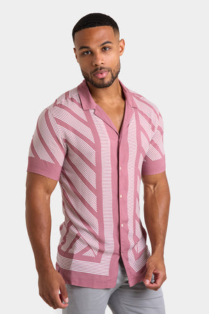 Printed Shirt in Dusky Pink Geometric Square - TAILORED ATHLETE - ROW