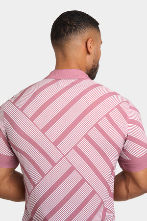 Printed Shirt in Dusky Pink Geometric Square - TAILORED ATHLETE - ROW