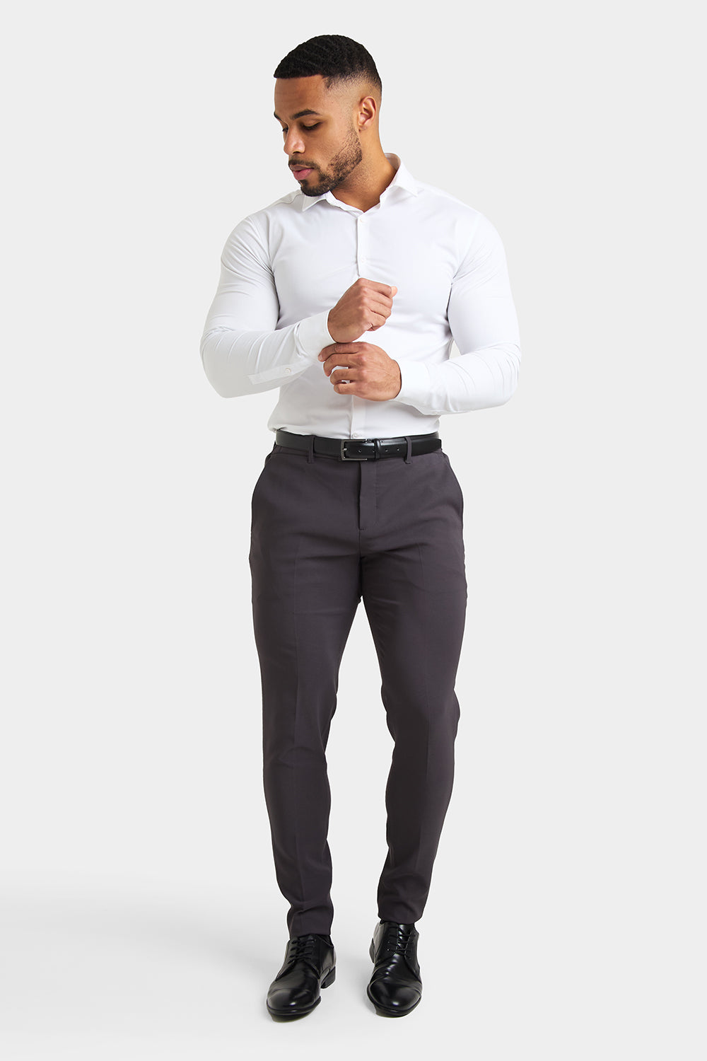 True Muscle Fit Tech Suit Trousers in Slate Grey - TAILORED ATHLETE - ROW