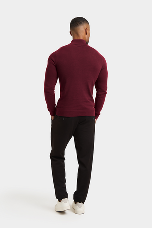 Half Zip Neck in Burgundy - TAILORED ATHLETE - ROW