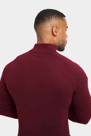 Half Zip Neck in Burgundy - TAILORED ATHLETE - ROW