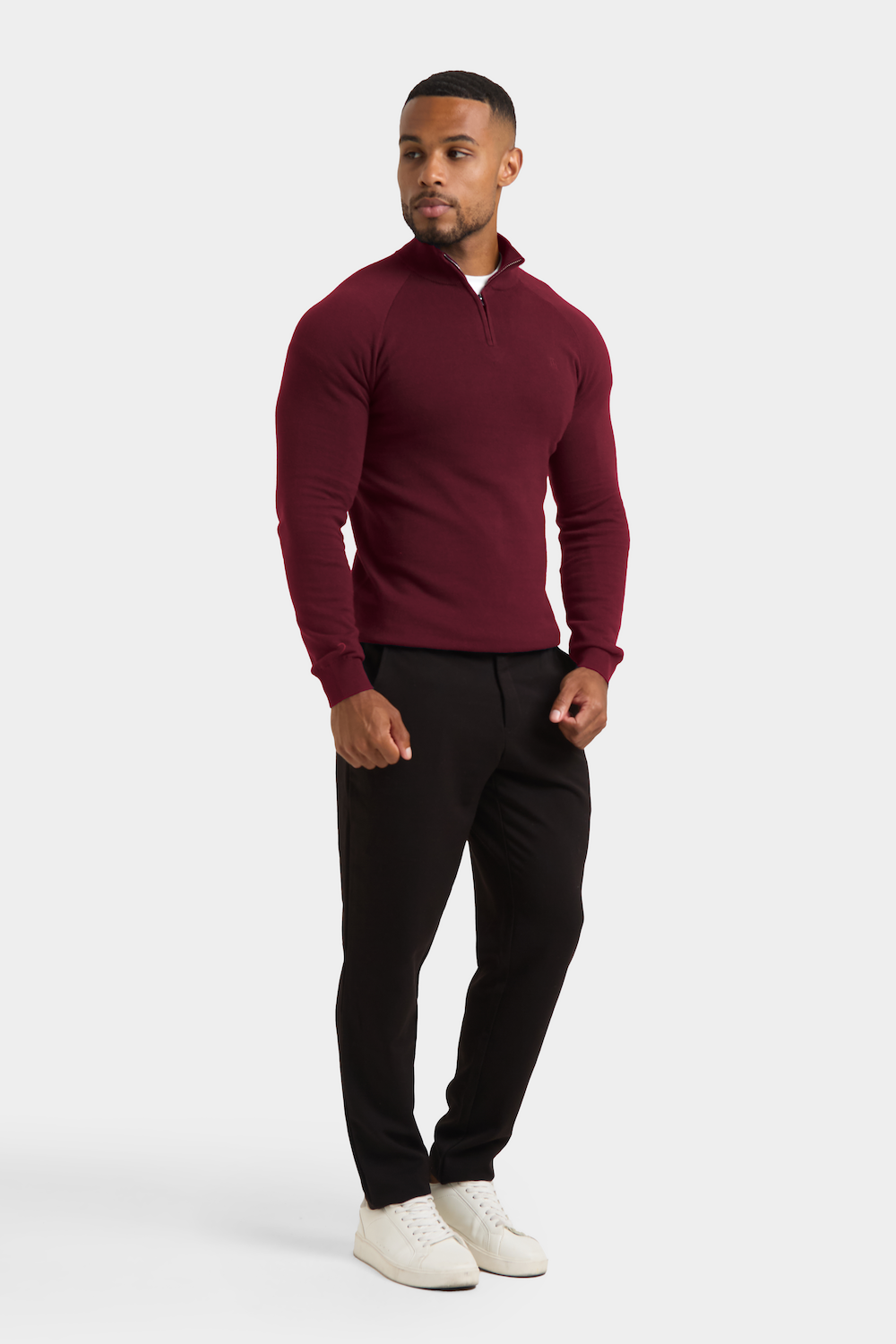 Half Zip Neck in Burgundy - TAILORED ATHLETE - ROW