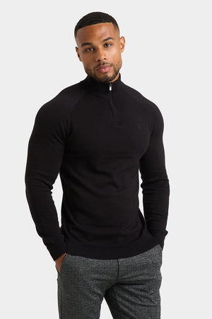 Half Zip Neck in Black - TAILORED ATHLETE - ROW