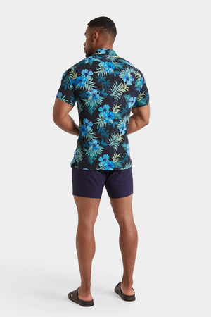 Printed Shirt in Navy Tropical Palms - TAILORED ATHLETE - ROW