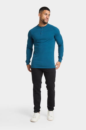 Long Sleeve Everyday Henley T-Shirt in Teal - TAILORED ATHLETE - ROW