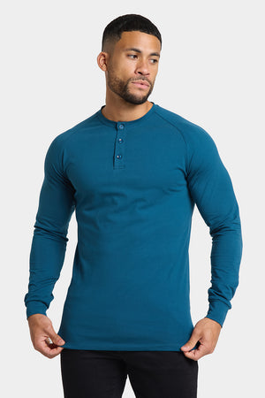 Long Sleeve Everyday Henley T-Shirt in Teal - TAILORED ATHLETE - ROW