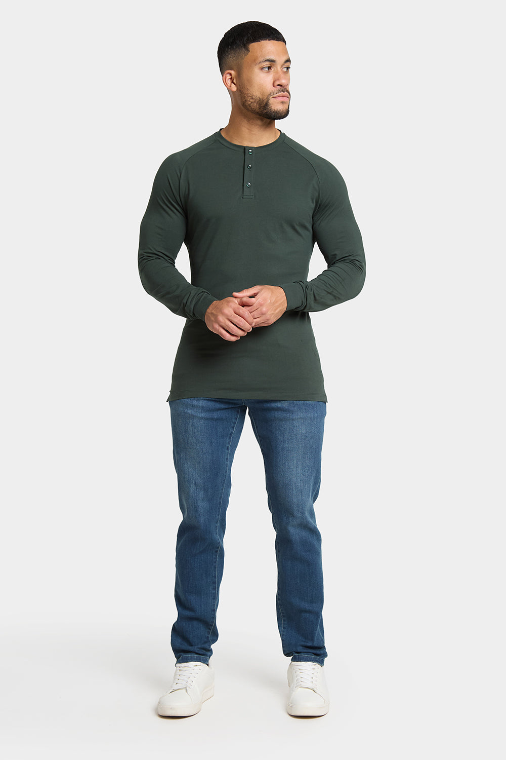 Long Sleeve Everyday Henley T-Shirt in Dark Forest - TAILORED ATHLETE - ROW