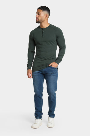 Long Sleeve Everyday Henley T-Shirt in Dark Forest - TAILORED ATHLETE - ROW