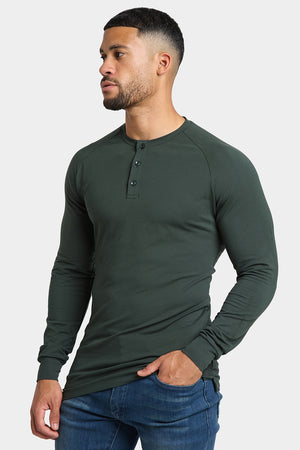 Long Sleeve Everyday Henley T-Shirt in Dark Forest - TAILORED ATHLETE - ROW