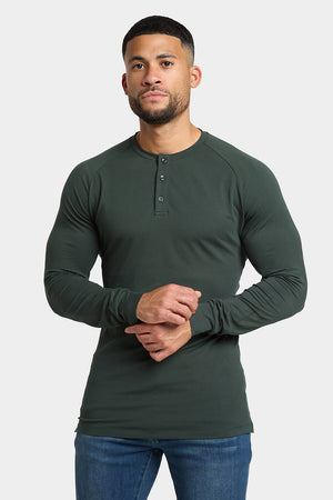 Long Sleeve Everyday Henley T-Shirt in Dark Forest - TAILORED ATHLETE - ROW