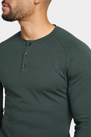 Long Sleeve Everyday Henley T-Shirt in Dark Forest - TAILORED ATHLETE - ROW